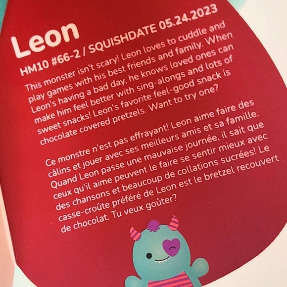 ❤️ LEON 👻 Love Monster HugMee Valentines 2024 Original Squishmallow ☆》NWT《☆ - Picture 3 of 8